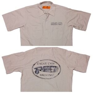 RED KAP Cigar City Brewing Work Shirt Tampa Florida Beige Men's Medium M‎